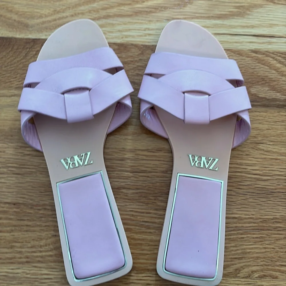 Zara pink leather sandals - Picture 1 of 2